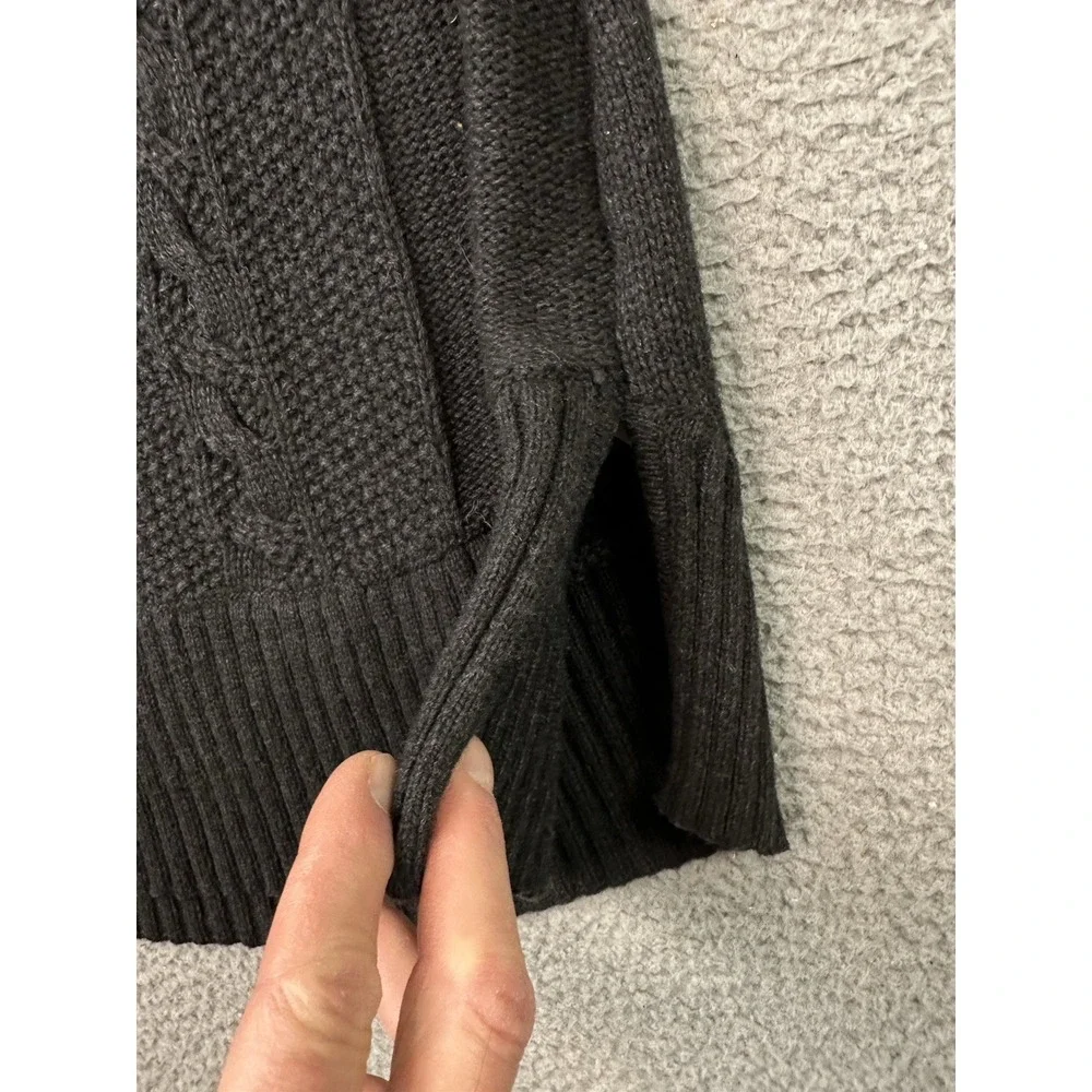 Smartwool Crestone Tunic Sweater Womens Small Black Cowl Neck Cable Knit Cozy